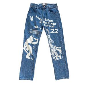 Playboy By Pacsun Baggy Blue Denim Pants Love Song In Saratoga‎ Festival Size 30